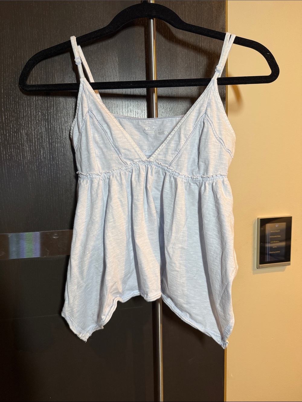 aerie Light Blue Adjustable Strap V-Neck Babydoll Tank